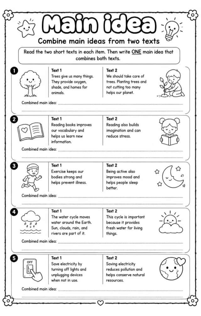 Combine main ideas from two texts