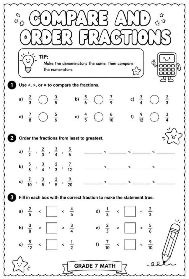 Compare and order fractions