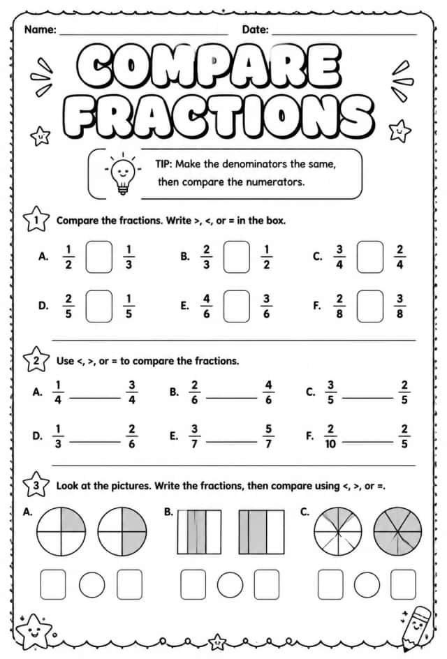 Compare fractions