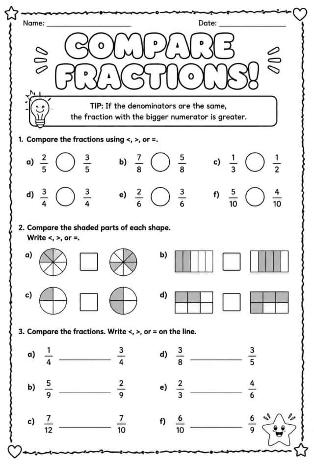 Compare fractions