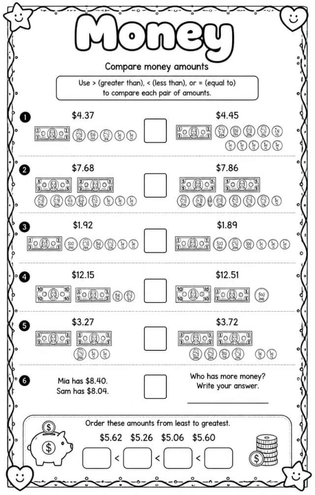 Compare money amounts