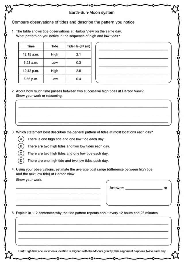 Compare observations of tides and describe the pattern you notice