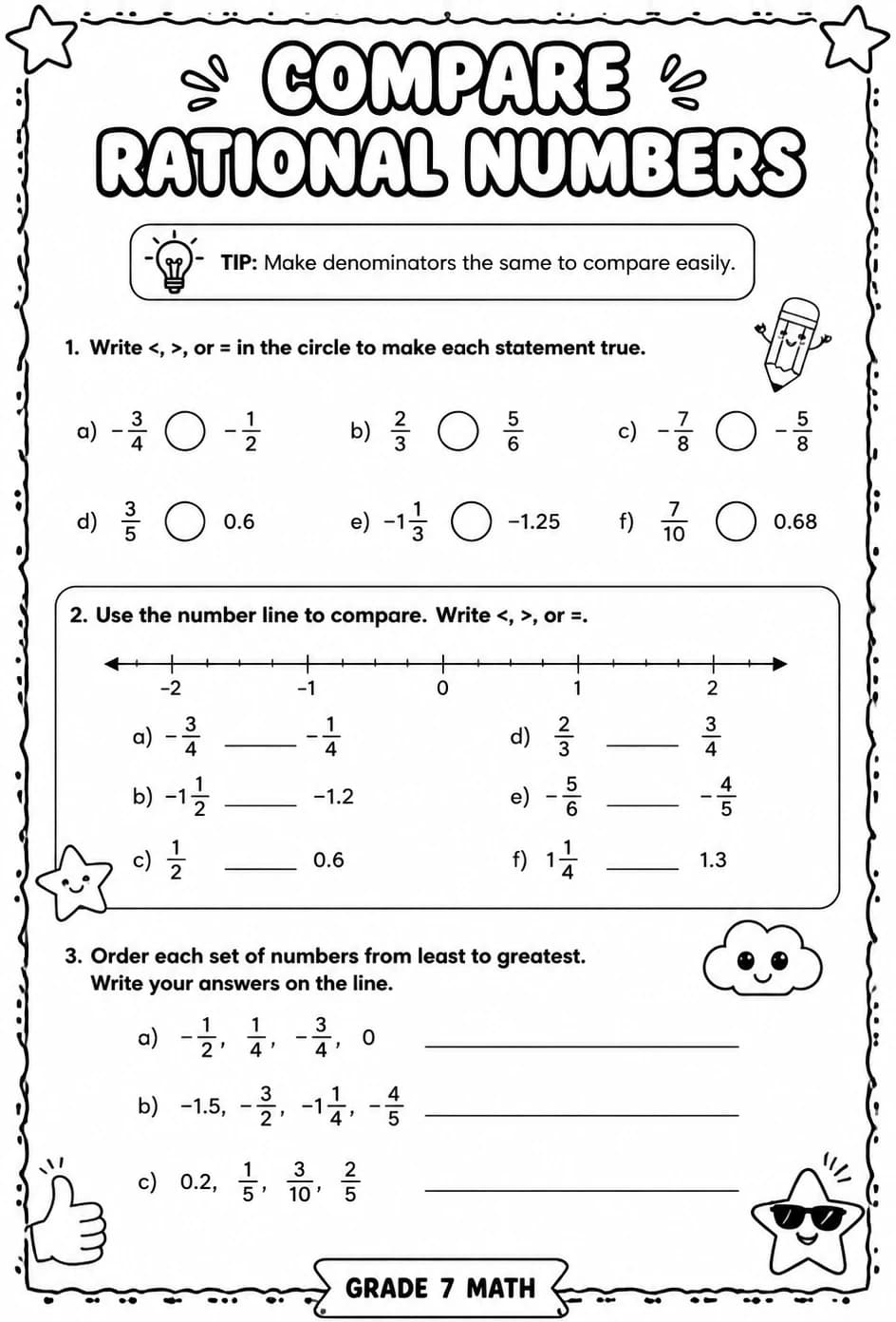 Compare rational numbers