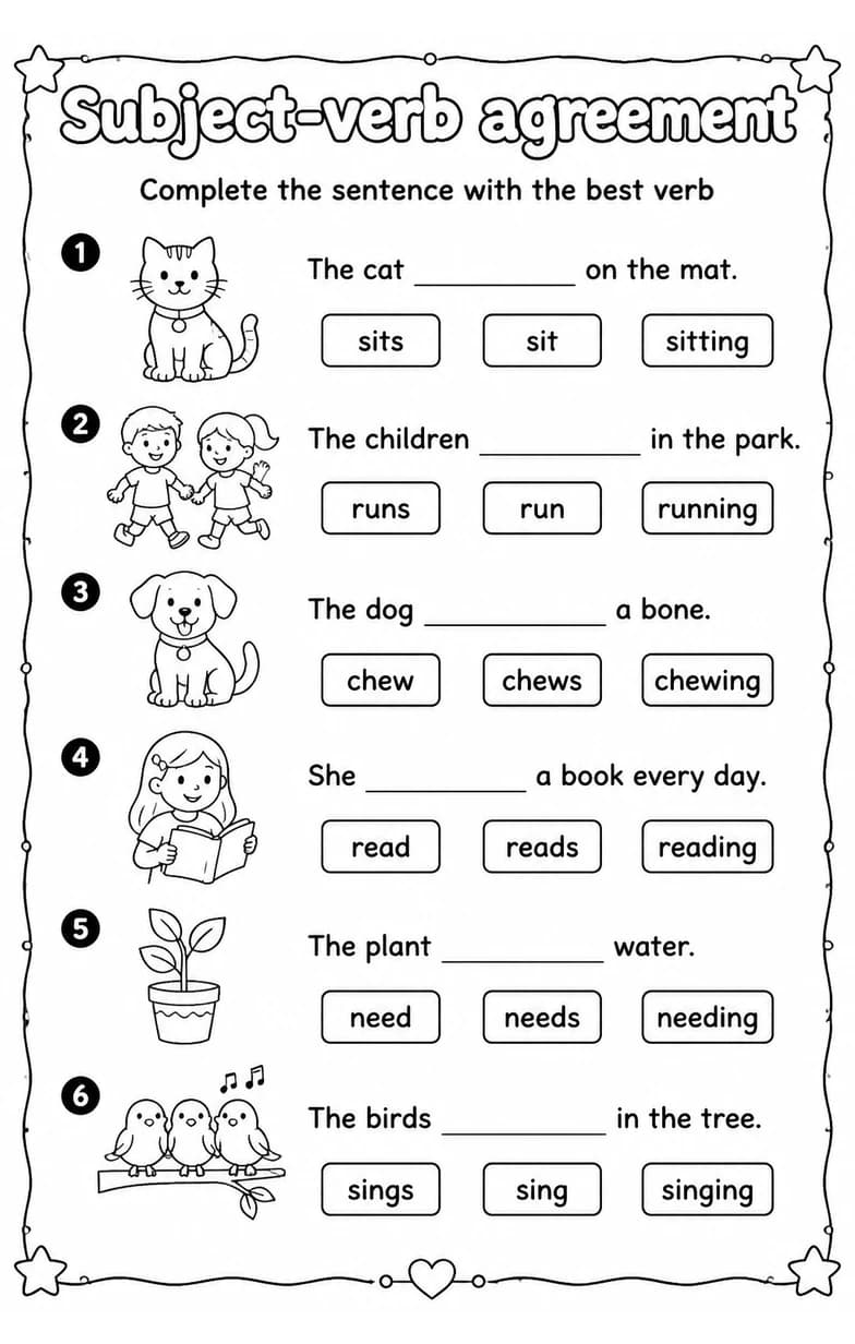 Complete the sentence with the best verb — free printable Grammar and mechanics English worksheet