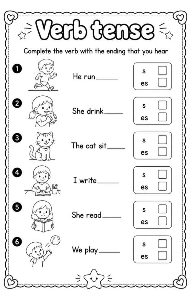 Complete the verb with the ending that you hear