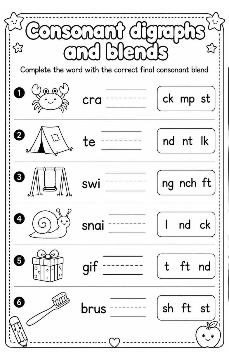 Complete the word with the correct final consonant blend