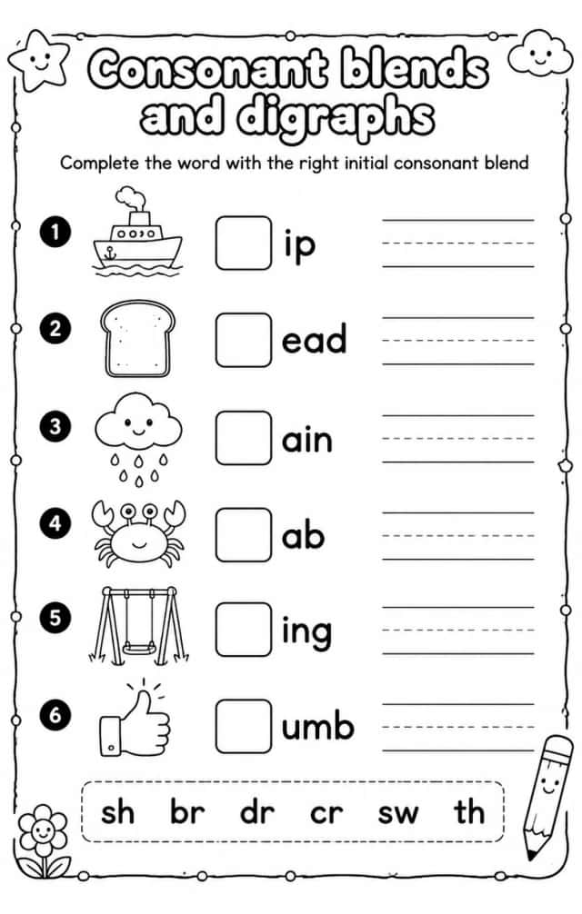 Complete the word with the right initial consonant blend