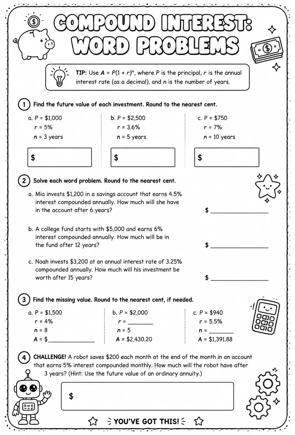 Compound interest: word problems
