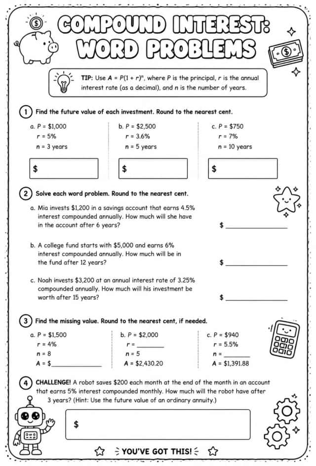 Compound interest: word problems