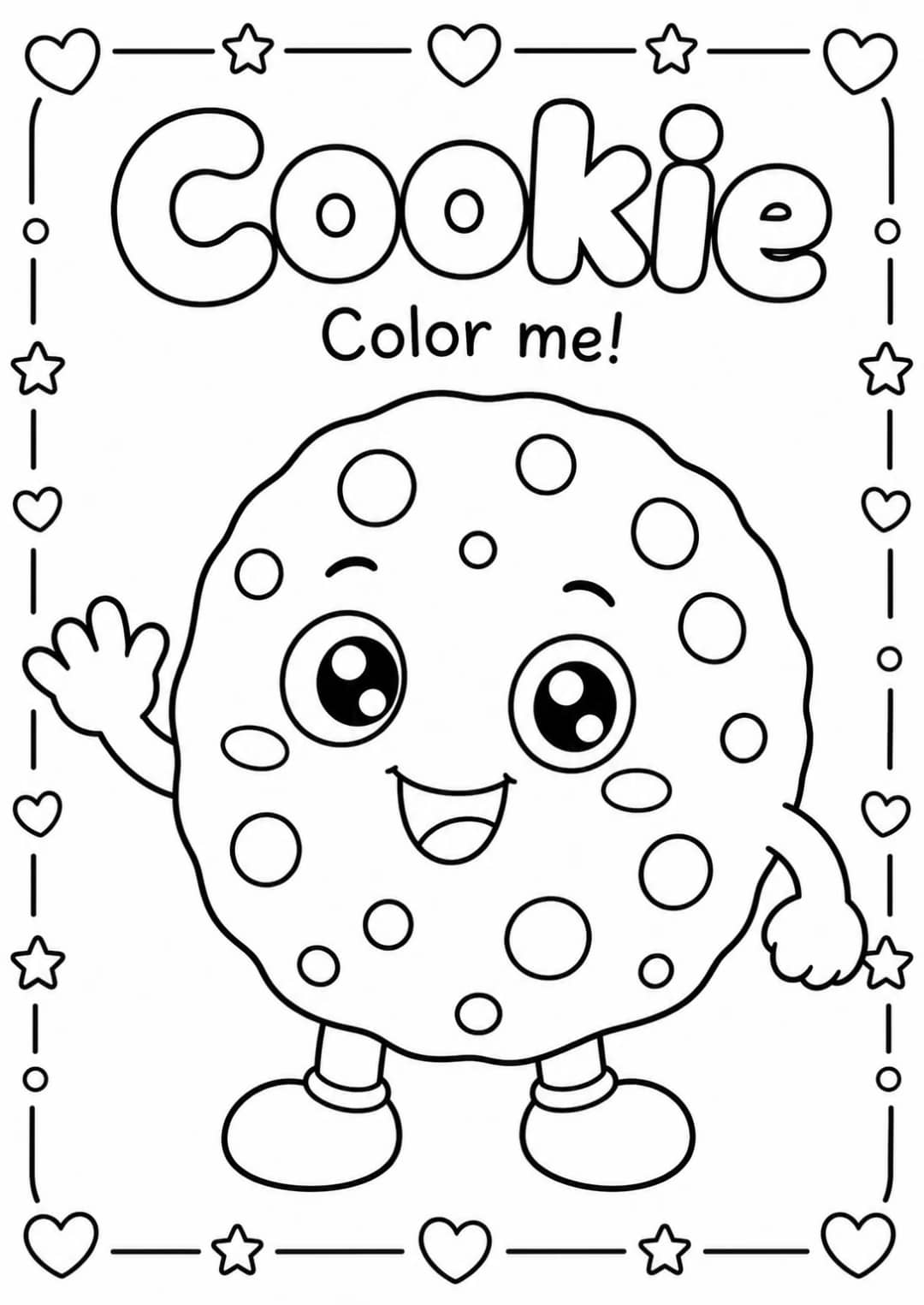 Cookie Coloring Pages — free printable Kindergarten Art worksheet