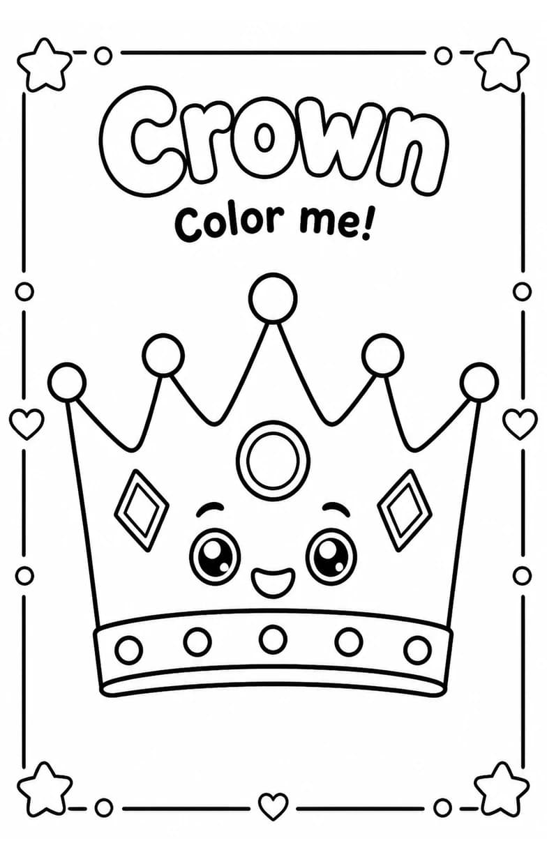 Crown Coloring Pages — free printable Kindergarten Art worksheet