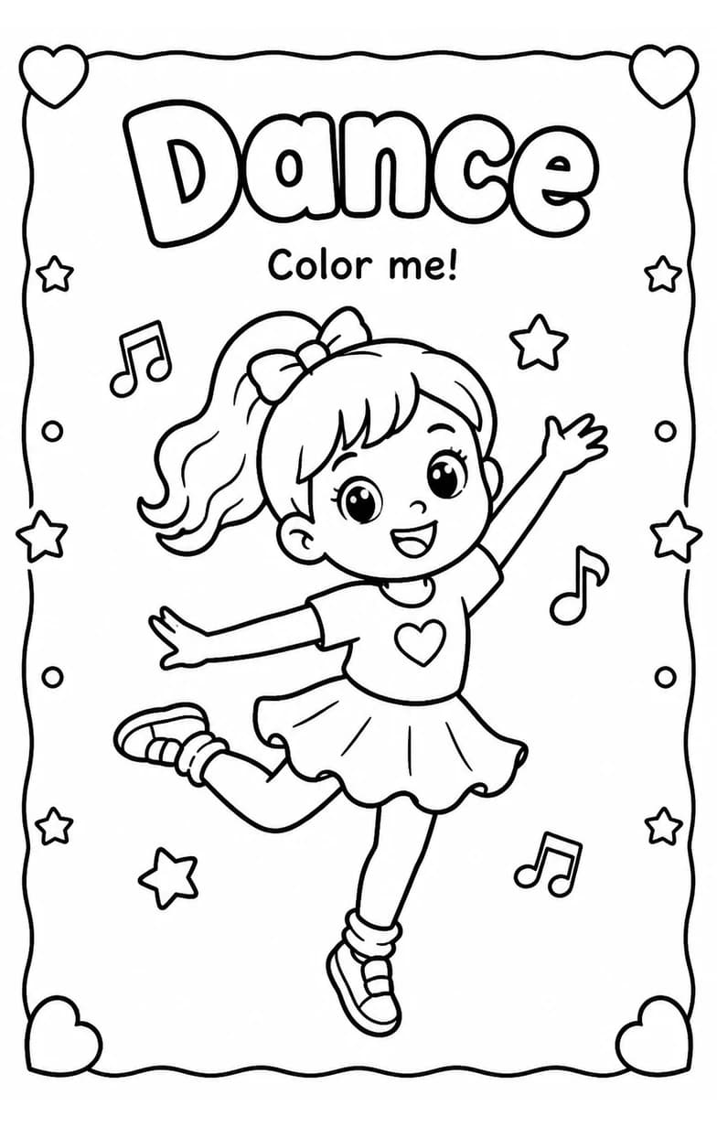 Dance Coloring Pages — free printable Kindergarten Art worksheet