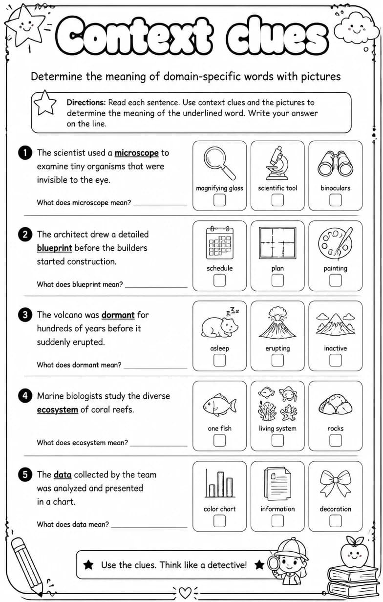 Determine the meaning of domain-specific words with pictures