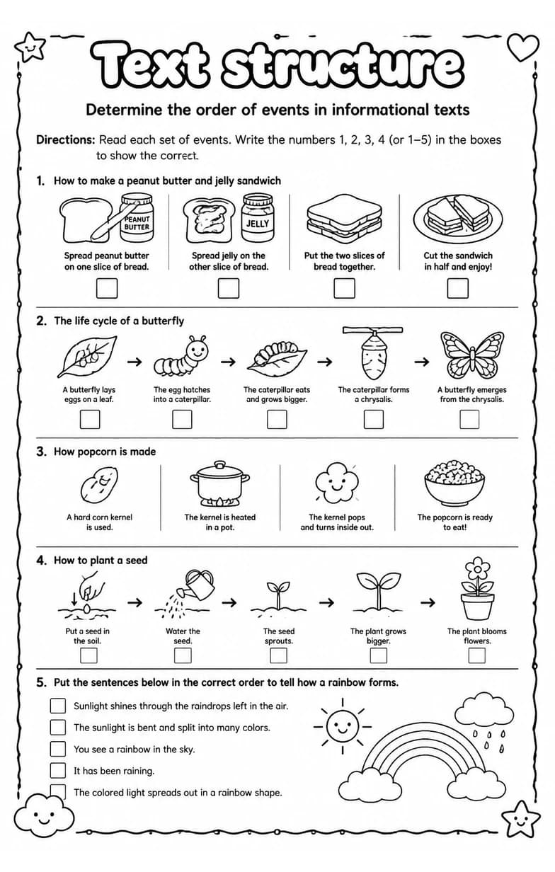 Determine the order of events in informational texts — free printable Grade 4 English & Reading worksheet