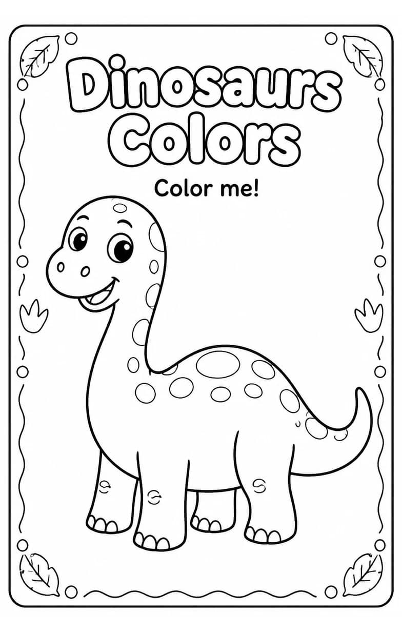 Dinosaurs Colors Coloring Page — free printable Preschool Art worksheet