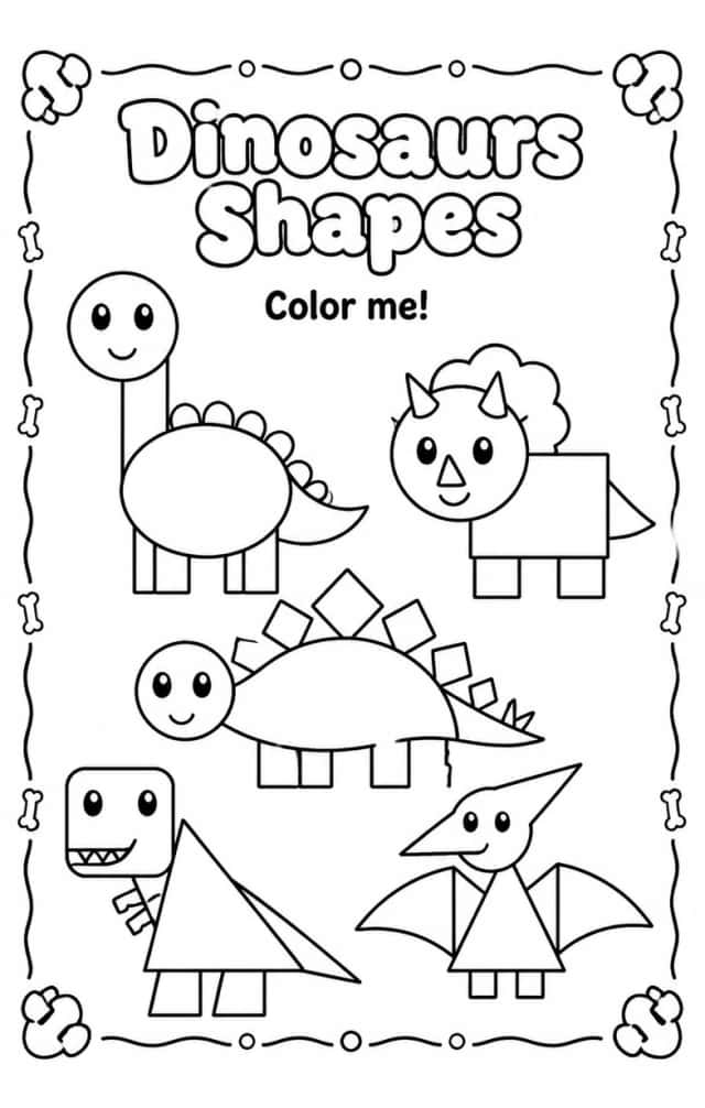 Dinosaurs Shapes Coloring Page