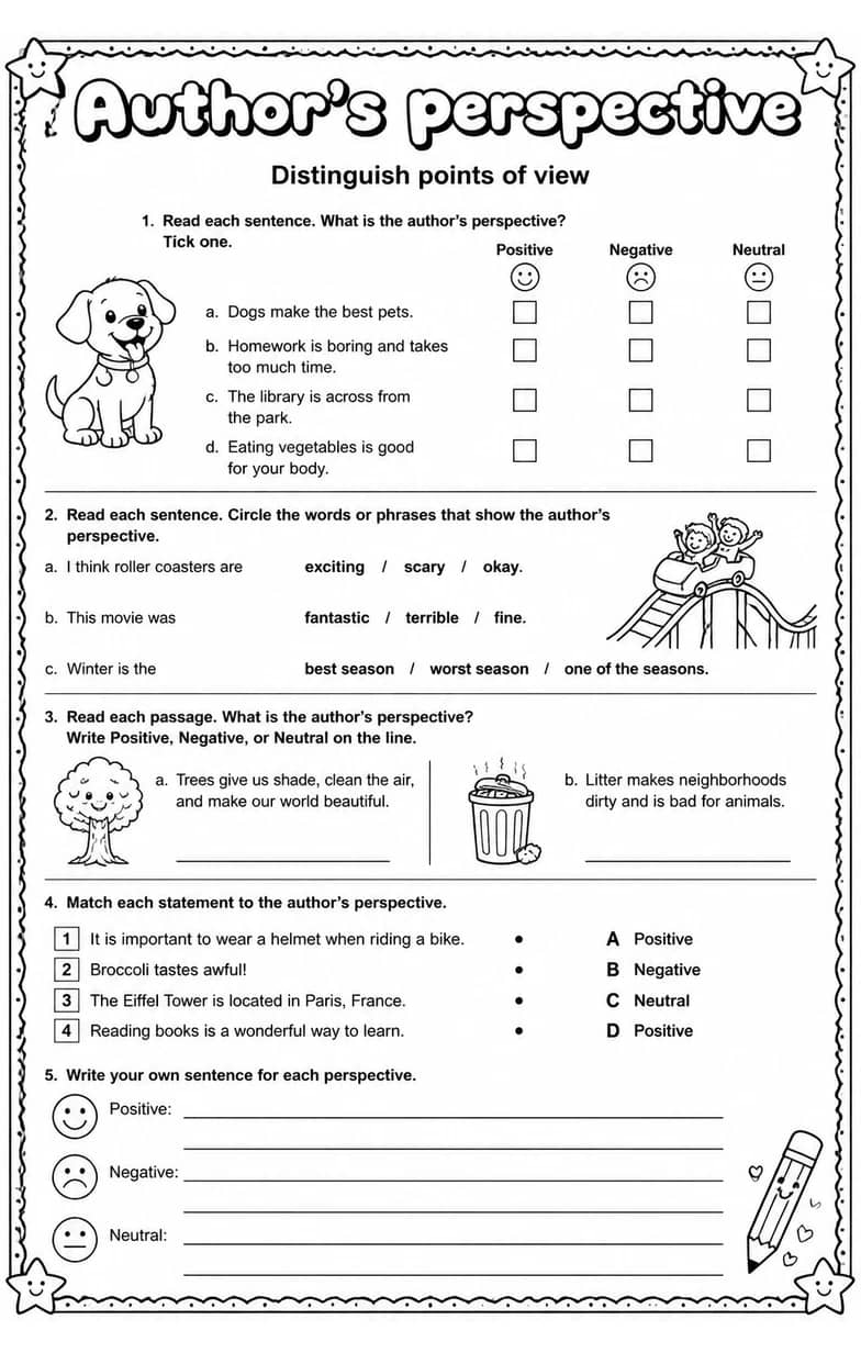 Distinguish points of view — free printable Reading strategies English worksheet