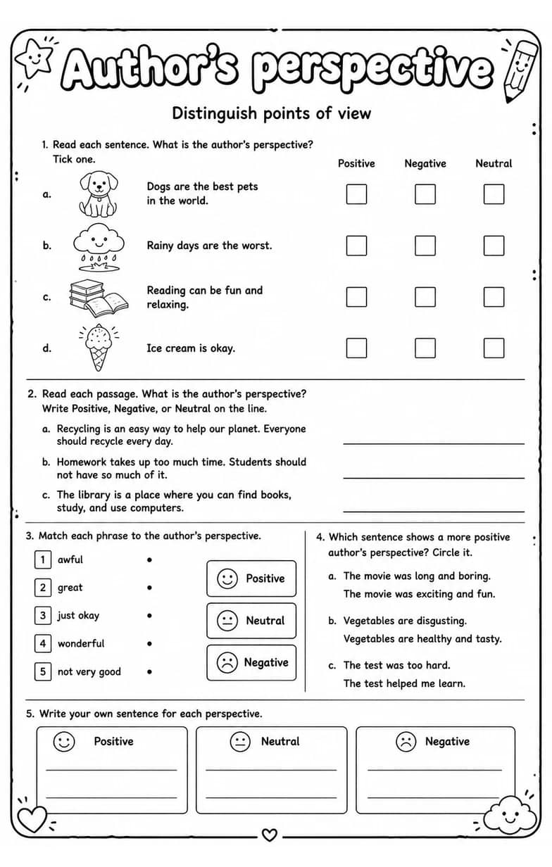 Distinguish points of view — free printable Reading strategies English worksheet