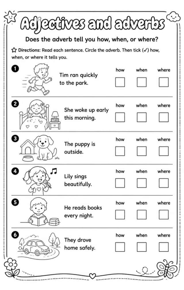 Does the adverb tell you how, when, or where?