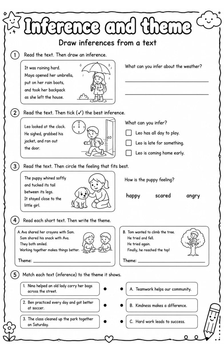 Draw inferences from a text — free printable Reading strategies English worksheet