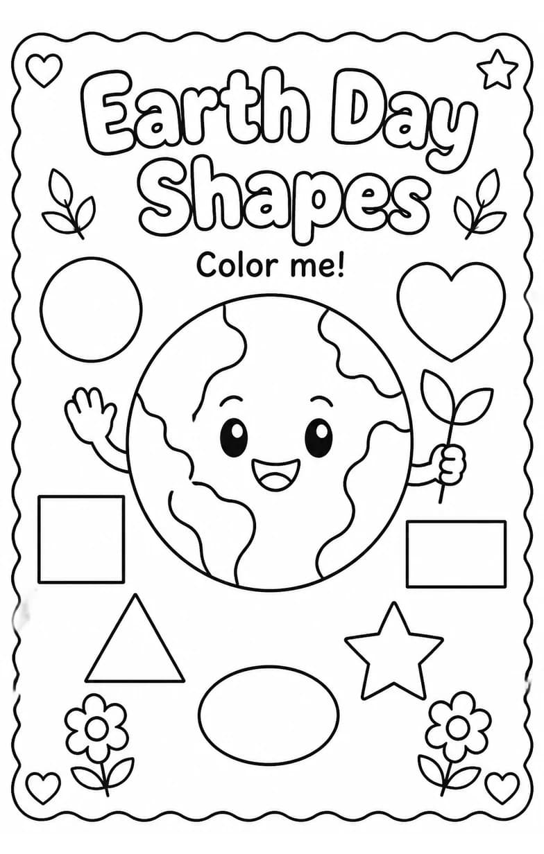 Earth Day Shapes Coloring Page