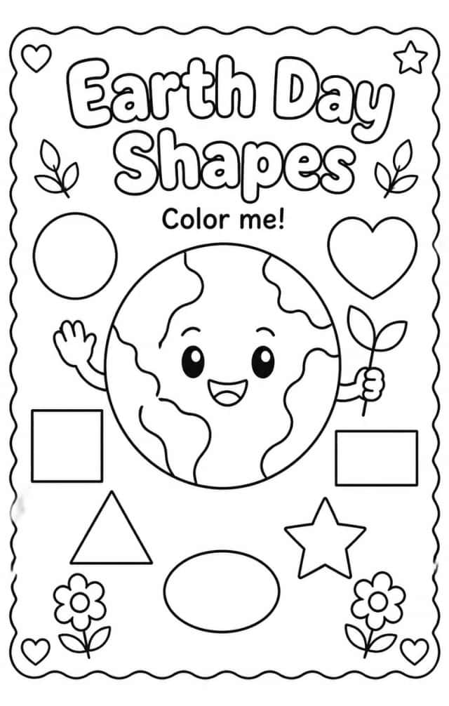 Earth Day Shapes Coloring Page