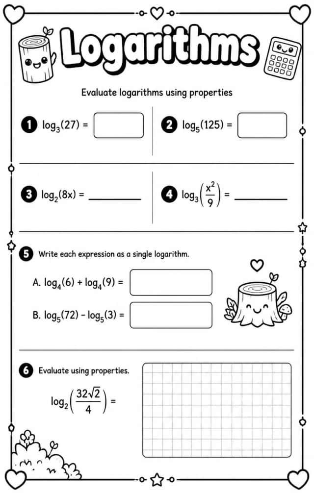 Evaluate logarithms using properties