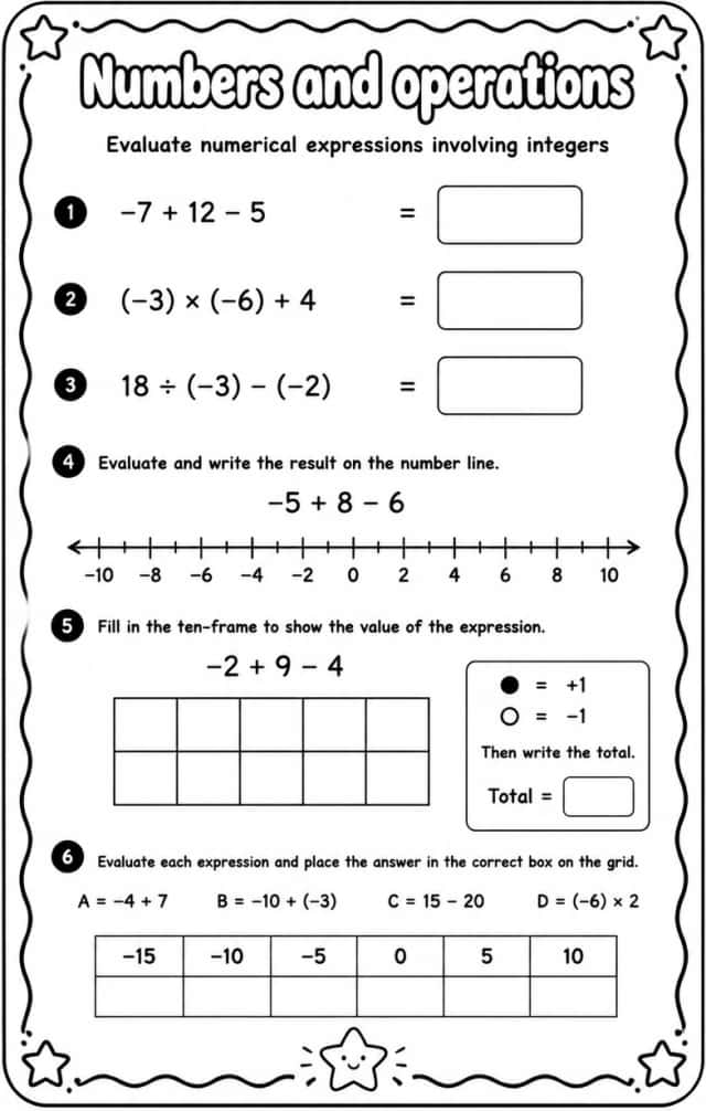 Evaluate numerical expressions involving integers