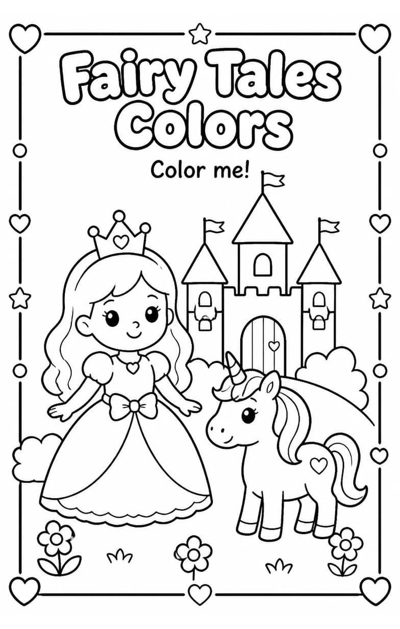 Fairy Tales Colors Coloring Page — free printable Grade 2 Art worksheet