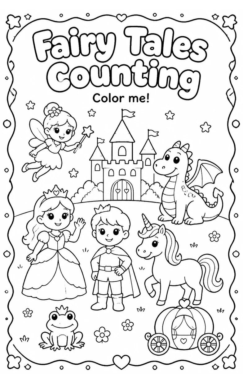 Fairy Tales Counting Coloring Page