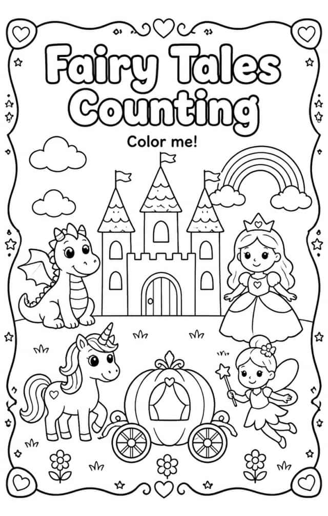 Fairy Tales Counting Coloring Page