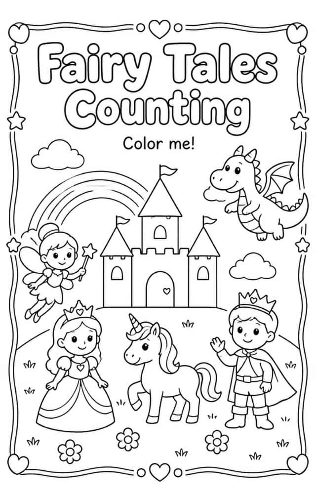 Fairy Tales Counting Coloring Page
