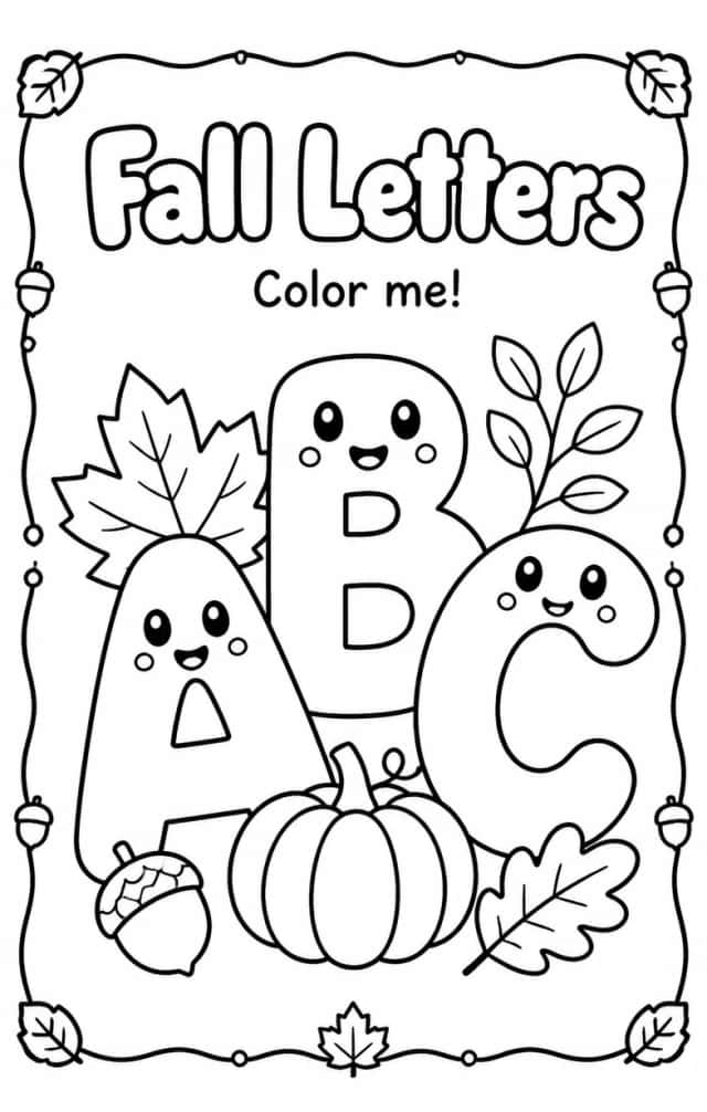 Fall Letters Coloring Page