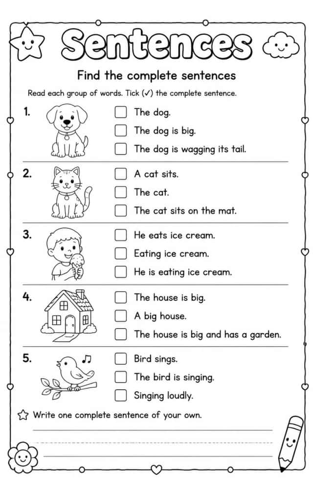 Find the complete sentences