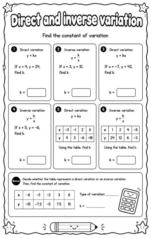 Find the constant of variation