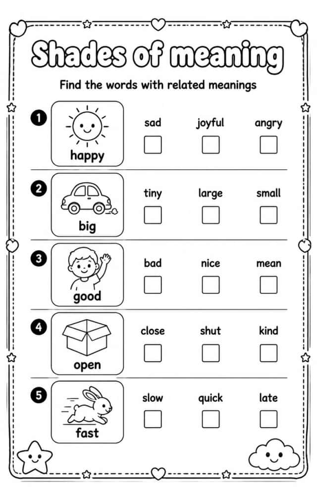 Find the words with related meanings