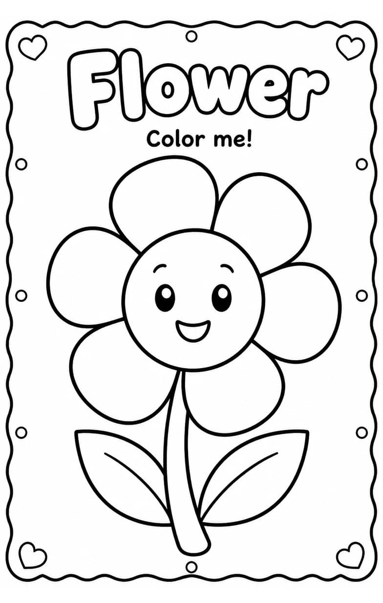 Flower Coloring Pages — free printable Kindergarten Art worksheet