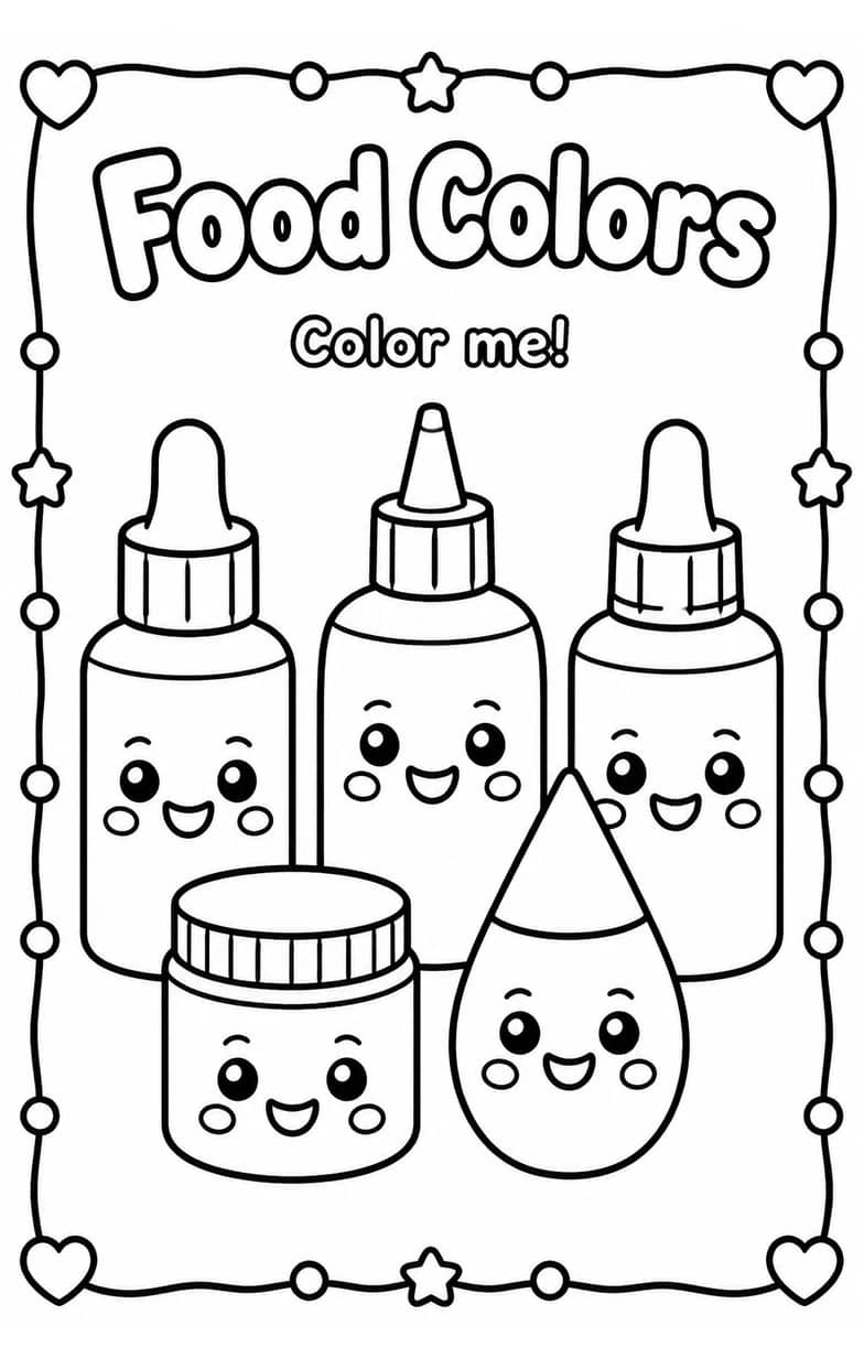 Food Colors Coloring Page — free printable Grade 2 Art worksheet