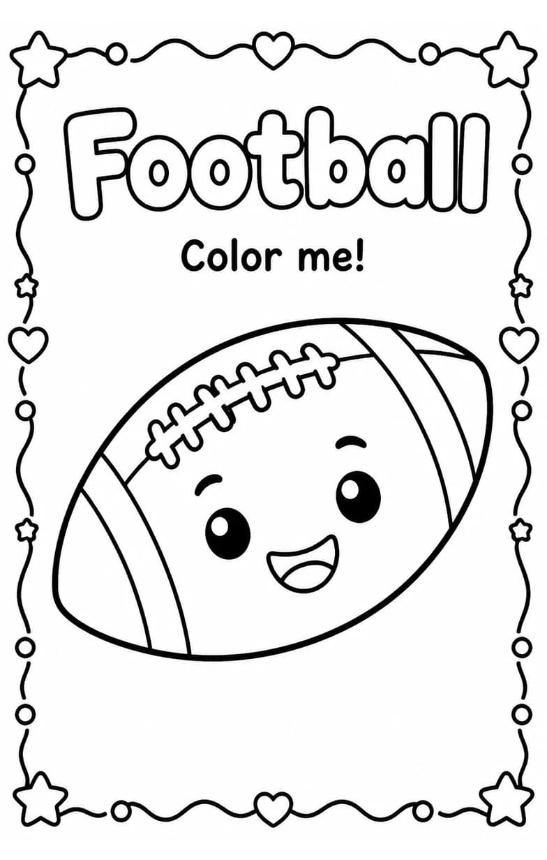 Football Coloring Pages — free printable Kindergarten Art worksheet