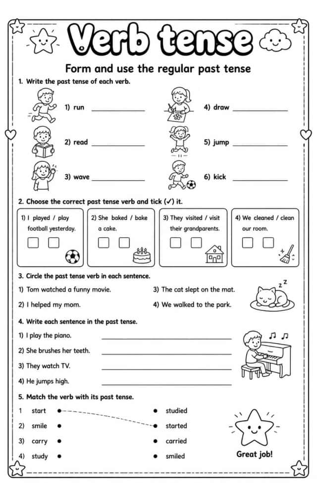 Form and use the regular past tense