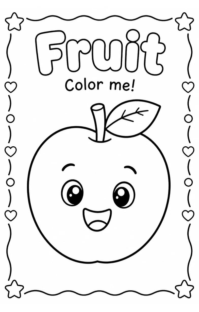 Fruit Coloring Pages — free printable Kindergarten Art worksheet