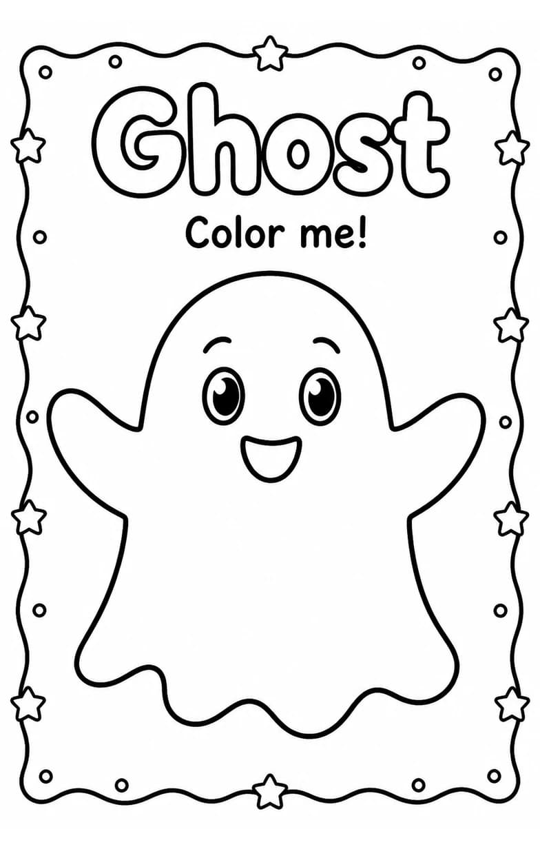 Ghost Coloring Pages — free printable Kindergarten Art worksheet
