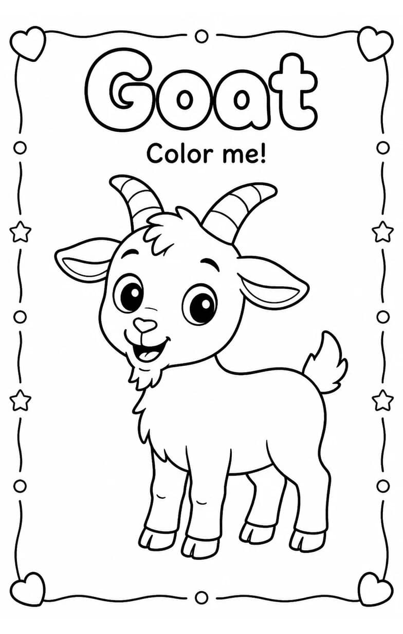 Goat Coloring Pages — free printable Kindergarten Art worksheet