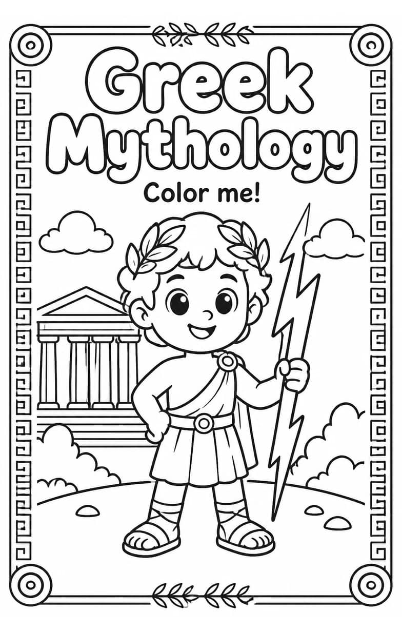 Greek Mythology Coloring Pages — free printable Kindergarten Art worksheet