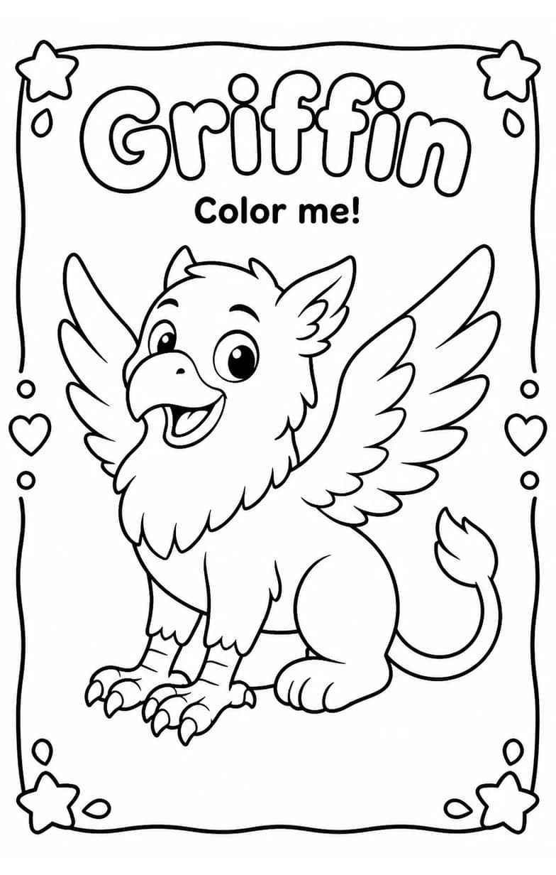 Griffin Coloring Pages — free printable Kindergarten Art worksheet