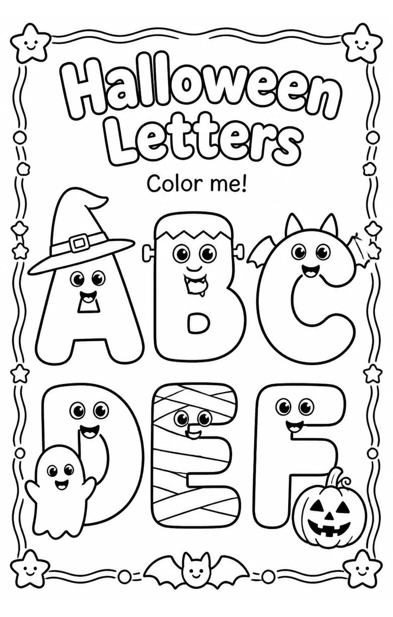 Halloween Letters Coloring Page
