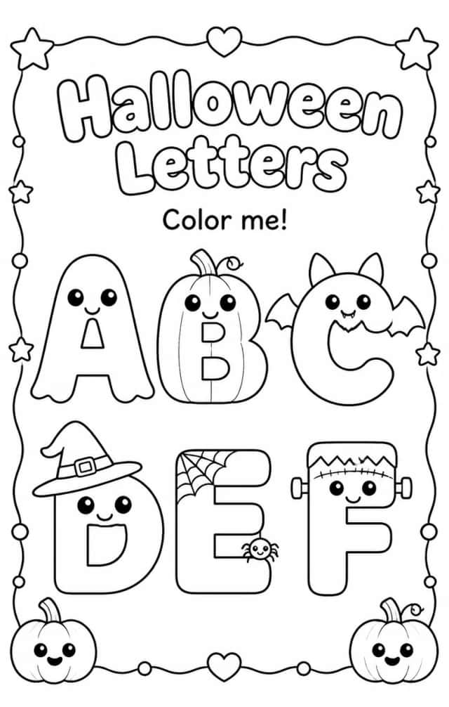 Halloween Letters Coloring Page