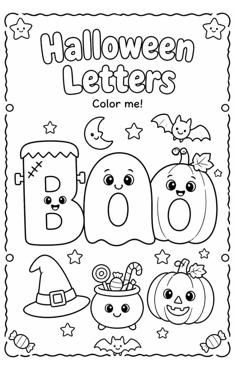 Halloween Letters Coloring Page