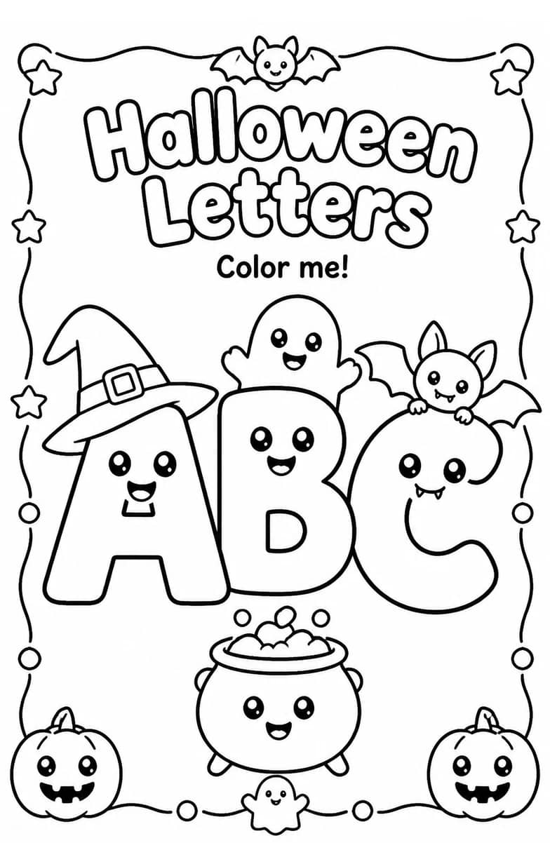 Halloween Letters Coloring Page — free printable Preschool English & Reading worksheet