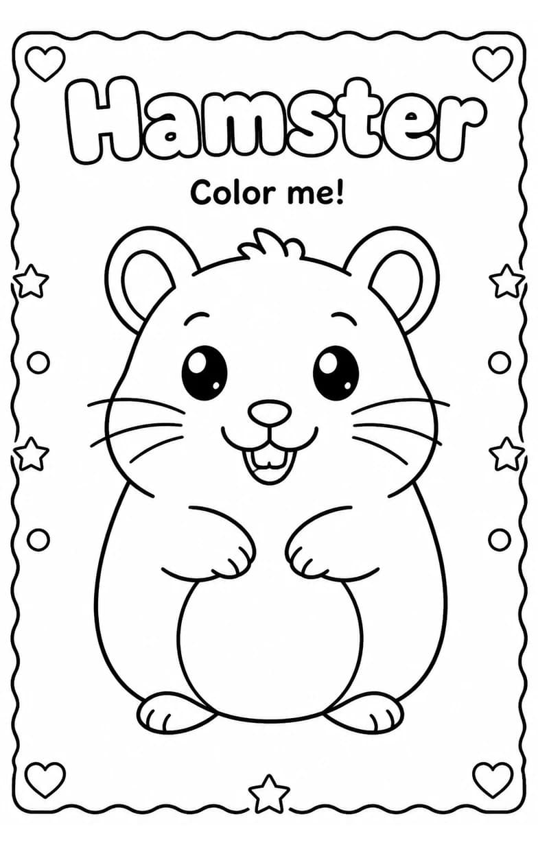 Hamster Coloring Pages — free printable Kindergarten Art worksheet